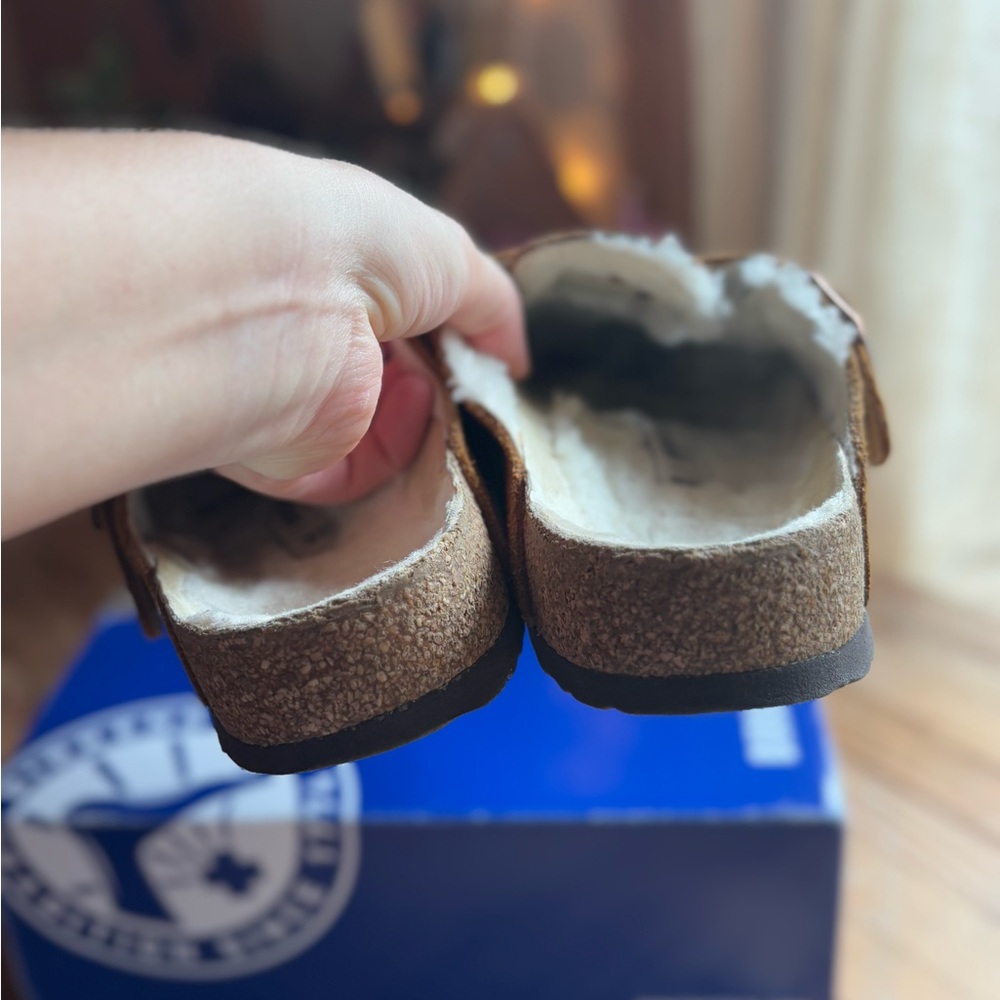 BIRKENSTOCK Shearling Boston Clogs in Mink Suede - Picture 5 of 12